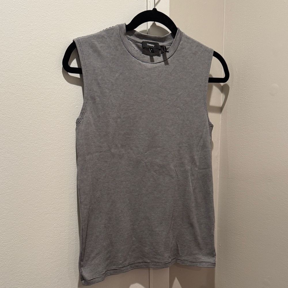 Gray Striped Sleeveless Top